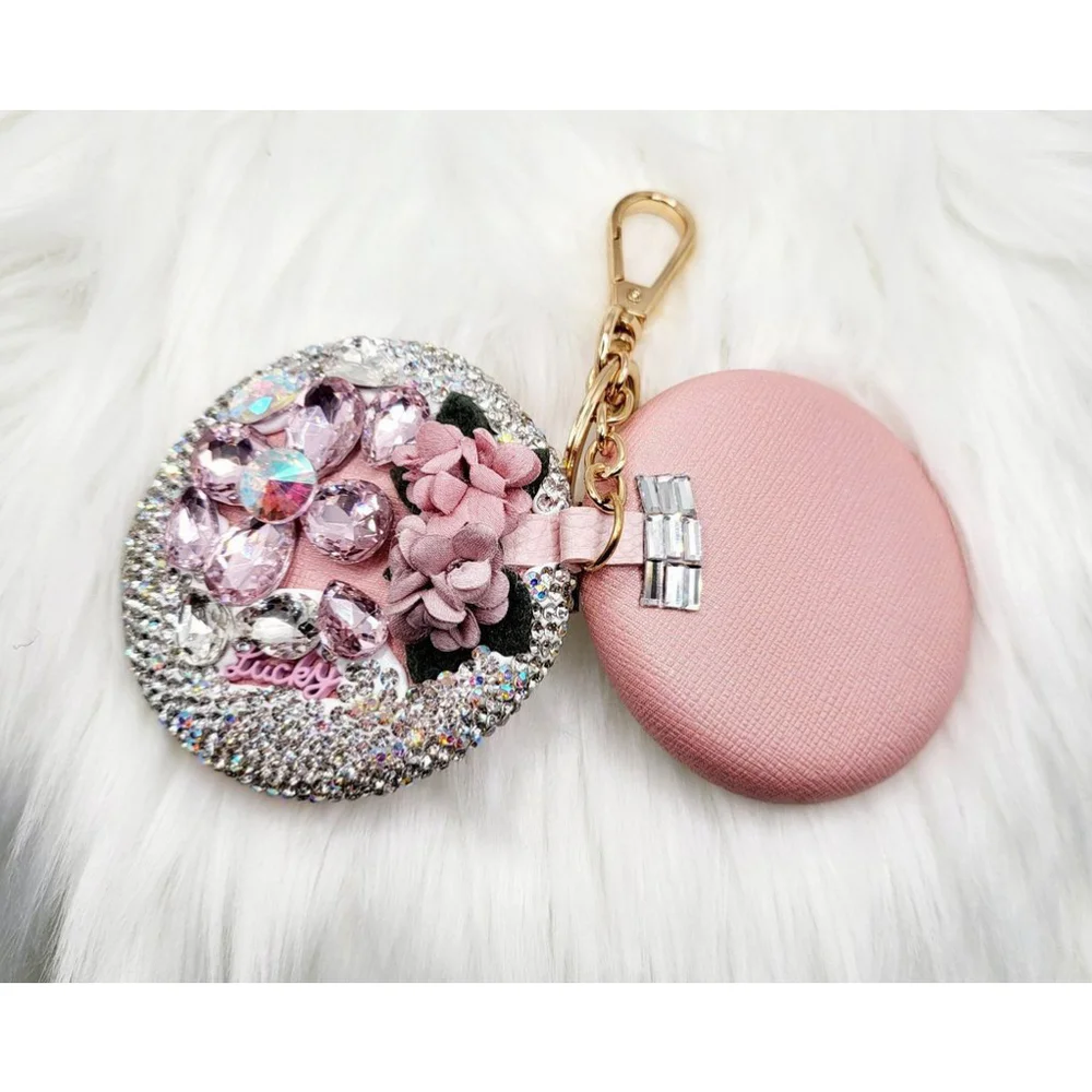 Rhinestone Mirror Compact Keychain - Picture 8 of 9
